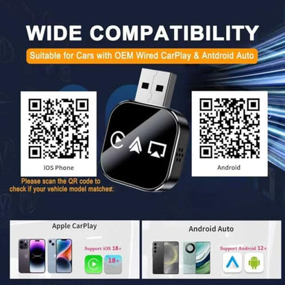 4‑in‑1 Wireless CarPlay Adapter, Convert Factory Wired CarPlay to Wireless CarPlay, Supports AirPlay & Android Screen Mirroring, Plug‑and‑Play, for Cars with Original Wired CarPlay - size: For iphone