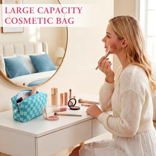 Gilprop 8 Pcs Checkered Makeup Bag Small Cosmetic Pouch Bulk,Colorful 1 - color: Colorful 1