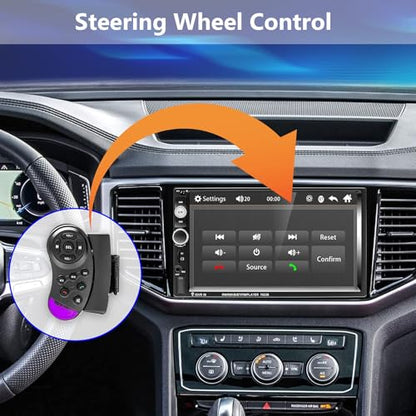 Podofo Double Din Car Stereo Radio 7 Inch Touch Screen Bluetooth Handsfree Mirror Link USB SD FM Audio Receiver with Backup Camera Wireless Steering Wheel Control - style: 7 Inch with Mirror Link