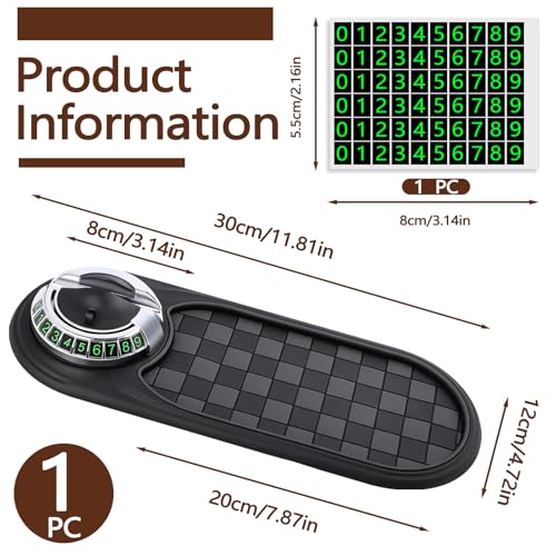 Huakaile Multifunctional Car Anti-Slip Mat with Rotatable Auto Phone Holder, Universal Car Dashboard Mat with Temporary Parking Number, Vehicle Mount Anti Skid Pad for Sunglasses Keys Gadgets (Gray)