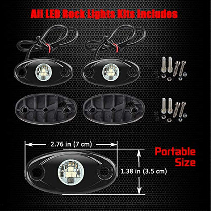 2 Pods LED Rock Lights, Ampper Waterproof LED Neon Underglow Light for Car Truck ATV UTV SUV Offroad Boat Underbody Glow Trail Rig Lamp (Red) - color: Red, size: 2 Pods