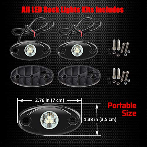 2 Pods LED Rock Lights, Ampper Waterproof LED Neon Underglow Light for Car Truck ATV UTV SUV Offroad Boat Underbody Glow Trail Rig Lamp (White) - color: White, size: 2 Pods
