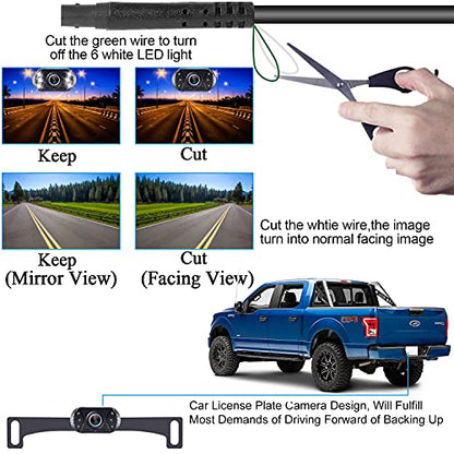 15-Minute Easy to Install Backup Camera: Plug-Play 15FT Clear Night Vision - size: 4.3" Monitor with Camera