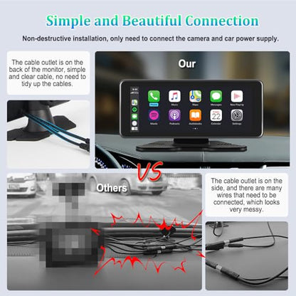 VSYSTO Car Stereo Wireless Carplay and Android Auto, 10.26" Touchscreen WiFi Truck Dash Cam with 2K Infrared Night Vision Lens Backup Camera for Semi Trailer Van Tractor RV, GPS Navigation (Black-B) - color: Black-B