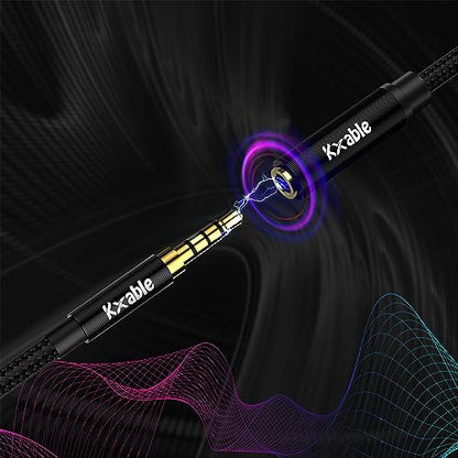 2 Pack 3.5mm Headphone Extension Cable 8FT, 4 Pole TRRS 1/8 inch Male to Female Stereo Audio Cord, Nylon Braided, Microphone Compatible, for Headphone, iPad, Smartphone, Media Players, Tablet- Slim - size: 8FT (2-Pack)