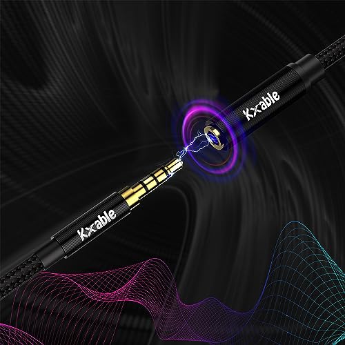 2 Pack 3.5mm Headphone Extension Cable 4FT, 4 Pole TRRS 1/8 inch Male to Female Stereo Audio Cord, Nylon Braided, Microphone Compatible, for Headphone, iPad, Smartphone, Media Players, Tablet- Slim - size: 4FT (2-Pack)