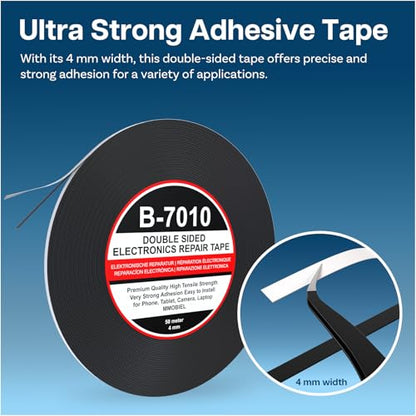 MMOBIEL Double Sided Adhesive Tape 4mm 50m Roll (164ft) Black Ultra Strong Mounting Tape for LCD Screen Repair, Smartphone Tablet Laptop Glass Fix - color: Black, size: 4 mm