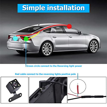 Mirror Dash Cam for Car, 4.3" Backup Smart Rearview Mirror Camera, Waterproof HD 1080P Front and Rear Wide Angle, Support Dual Cameras, Night Vision, Parking Assistance & Loop Record