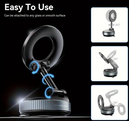Car Phone Holder with Ultra Strong Vacuum Suction Cup - 360° Adjustable & Rotatable MagSafe Phone Mount for Car/Desk/Office/Gym/Mirror and Universal Use for iPhone, Android & Other Phones