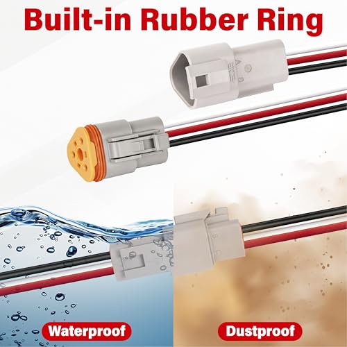 Deutsch DT 3 Pin Grey Male Female Wiring Harness Connector 2 Kits, 16 AWG - color: 2 Sets-Grey, size: 3Pin