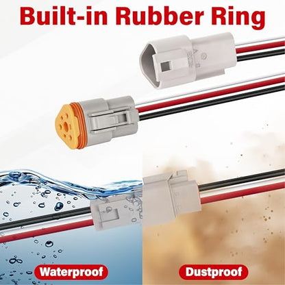 Deutsch DT 3 Pin Grey Male Female Wiring Harness Connector 2 Kits, 16 AWG - color: 2 Sets-Grey, size: 3Pin