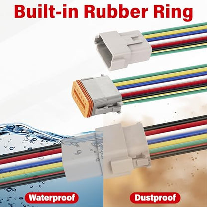 Deutsch DT 12 Pin Grey Male Female Wiring Harness Connector 6 Kits, 16 AWG - color: 6 Sets-Grey, size: 12Pin