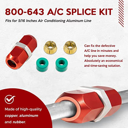 Replace for 800-643, Air Conditioning Repair Splice Connector fits for 5/16 in. Aluminum Lines, Universal Fit for Line to Line Repair - size: 800-643