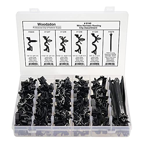 Woodzdon 132 Pcs 6 Size Automotive Wire Loom Routing Clip Wiring Harness Split Flexible Tubing Convoluted Conduit Assortment Kit Fit 3/8 inch to 3/4 inch Loom Fastener for GM for Chevrolet for GMC