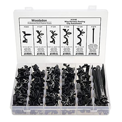 Woodzdon 132 Pcs 6 Size Automotive Wire Loom Routing Clip Wiring Harness Split Flexible Tubing Convoluted Conduit Assortment Kit Fit 3/8 inch to 3/4 inch Loom Fastener for GM for Chevrolet for GMC