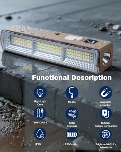 Slim Rechargeable Magnetic LED Work Light for Plumbers Electricians HVAC - size: 8.66"L x 1.57"W x 1.69"H