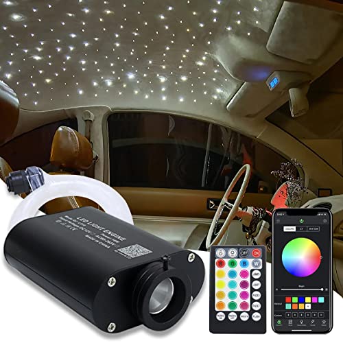 AMKI 16W Fiber Optic Lights,Starlight Headliner Light Kit APP/Remote Control Sound Activated Mode for Car&Home Decoration,Optical Fiber Cable Strands 0.75mm/0.03in 6.5ft/2m 150pcs - size: 150pcs*0.03in*6.5ft