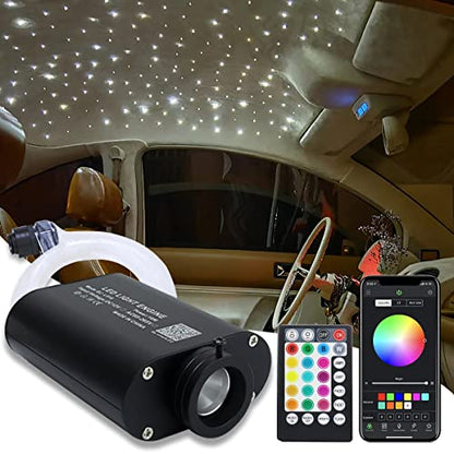AMKI 16W Fiber Optic Lights,Starlight Headliner Light Kit APP/Remote Control Sound Activated Mode for Car&Home Decoration,Optical Fiber Cable Strands 0.75mm/0.03in 6.5ft/2m 150pcs - size: 150pcs*0.03in*6.5ft