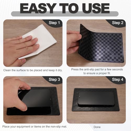 2Pcs Car Dashboard Anti-Slip Mat, 5.12" x 3.15" Phone Grip Pad Non-Slip PU Mat Anti-Skid Holder for Phone Keys Sunglasses Electronic Devices, Transparent - color: Transparent, size: 5.12" x 3.15"