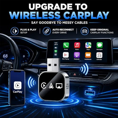 Wireless Carplay Adapter for Apple Screen for iPhone and Car Play Bluetooth to Android Auto Inalámbrico Adaptador Box Accessories Mirroring USB Watch Movies Double Portable