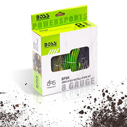BOSS Audio Systems BP8K 8 Gauge Car Amplifier Installation Wiring Kit - A Car Amp Wire Kit Helps You Make Connections and Brings Power to Your Radio, Subwoofers and Speakers - style: 8 Gauge Powersports