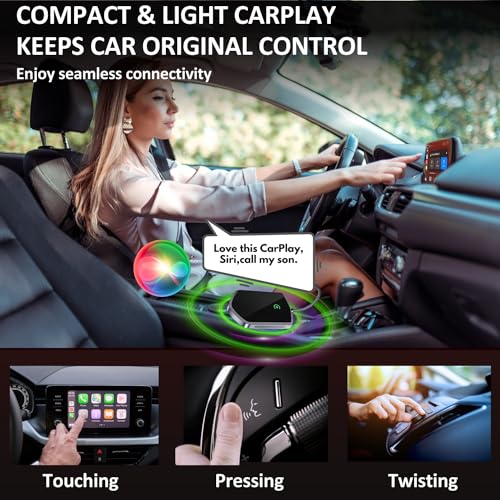 Wireless Carplay Adapter, Converts Wired to Wireless Carplay 2024 Upgrade Dongle for Play Carplay&Wireless Control Plug, Fit for Cars 2017+ & for Apple iPhone iOS 10+, Easy Operation