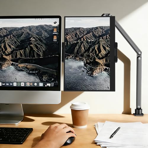 Urmust Portable Monitor Stand 15.6", iPad Stand for Desk - size: 3 Arm Pro-Up to 18.5" Black