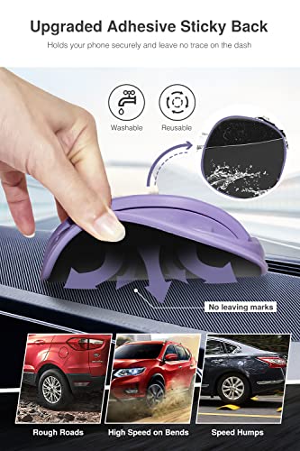 Loncaster Car Phone Holder, Black & Purple Car Phone Mount Silicone Car Pad Mat for Various Dashboards, Slip Free Phone Stand Compatible with iPhone, Samsung, Android, GPS Devices and More