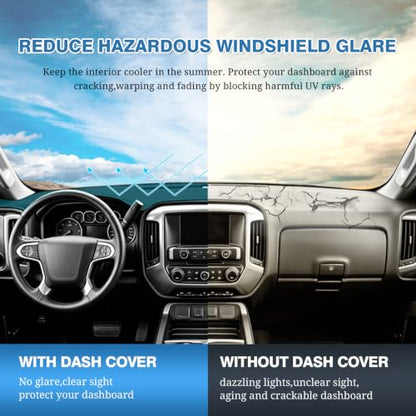 FIILINES Dash Cover Fit for 2014-2018 Chevy Chevrolet Silverado/GMC Sierra 1500, 2015-2019 Silverado/GMC Sierra 2500HD 3500HD Accessories Dash Mat Sunshade Non-Slip Polyester Protector No Glare Black - size: For Silverado/Sierra 1500 2500 3500 2014-2018