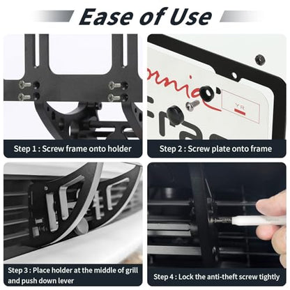 Tesla Model X (2022-2024) License Plate Mount - (NOT Plastic) - Anti-Theft, Height-Adjustable & NO Drilling Front License Plate Mounting Bracket Kit (Improved Version) - size: Model X (2022-2025 June）