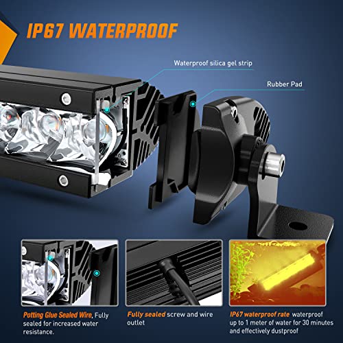 Nilight LED Light Bar Amber 2Pcs 7 Inch 30W Spot 3000LM Super Slim 3D Driving Fog Off Road Work Lights Pods for Trucks Pickup SUV ATV UTV Boat 4x4 Van Camper- 2 Style Mounting - color: Amber 30W Spot 3000LM