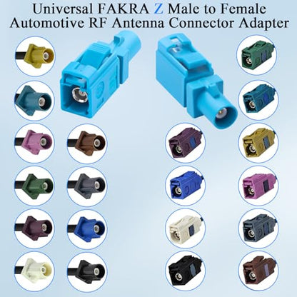 QIANRENON FAKRA Z Male to Female Vehicle RF Adapter Extender Universal FAKRA Plug to Socket Car Antenna Connector Converter Aqua Blue FAKRA Z, for GPS Satellite Broadcasting Vehicle Network,2Pcs