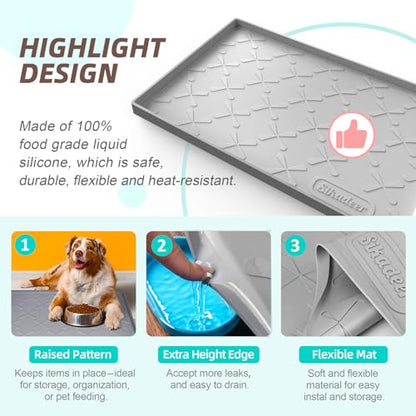 SIKADEER Waterproof Under Sink Mat Silicone 28" x 22" Kitchen Cabinet liner - color: Gray, size: 28"W x 22"L