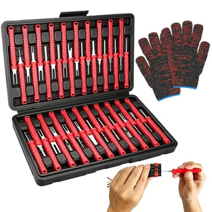 41PCS Terminal Removal Tool Kit with Storage Case and Gloves, Automotive Depinning Tool Kit, Electrical Pin Removal Tool Set, Connector Pin Extractor for Car Wiring Harness Repair
