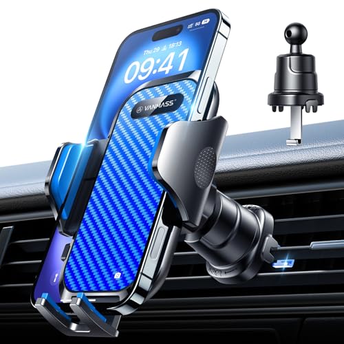 VANMASS Phone Holders for Your Car Ultimate Military-Grade Car Phone Holder Mount【Patent & Safety Certs】 Upgraded Shockproof Truck Air Vent Phone Mount for iPhone 17 Pro Max 16 Samsung Android,Blue - color: Blue