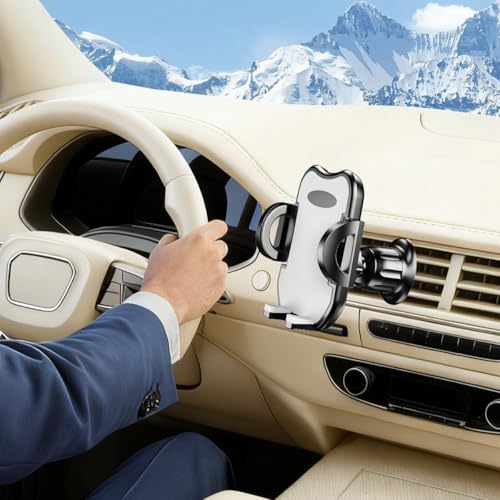 Car Phone Holder, 360° Rotatation Vehicle Air Vent Cell Phone Mount with Hook Clip, Hands Free Automotive Interior Smartphones Cradle, Universal for Most Vehicles (Gray) - color: Gray