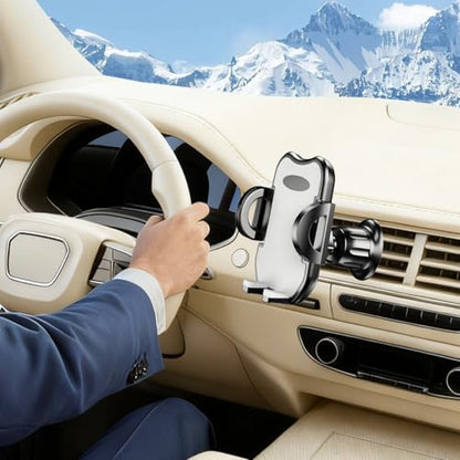 Car Phone Holder, 360° Rotatation Vehicle Air Vent Cell Phone Mount with Hook Clip, Hands Free Automotive Interior Smartphones Cradle, Universal for Most Vehicles (Gray) - color: Gray