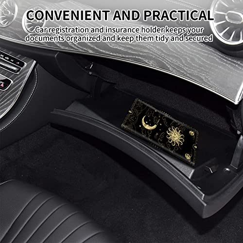 Car Registration and Insurance Card Holder, Vehicle License Documents Glove Box Compartment Organizer Wallet, ID Card Holder for Car Essentials Automobile, Sun Moon Clouds Witchy - color: Aesthetic Sun Moon Clouds