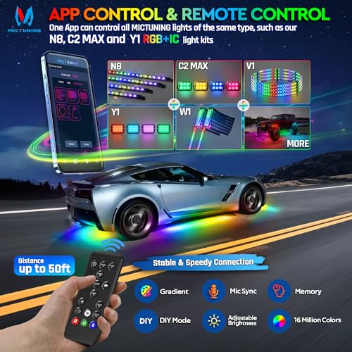 MICTUNING N8 RGB+IC Underglow Light Kit Soundsync - color: APP+Remote, size: RGB+IC