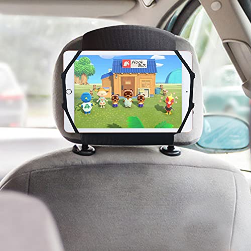 Car Headrest Mount Silicon Holder, Universal Tablet Holder in Back Seats, Car Mount Angle-Adjustable Car Headrest Holders Fits All 7-12.9 inch Tablets/Game Machines¡­