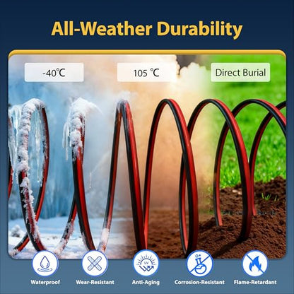 8 Gauge 2 Conductor Copper Electrical Wire 10 FT Red & Black, OFC Zipper Parallel Battery Cable, Waterproof Extension Replacement for Automotive Car Audio Marine Boat Solar RV Trailer Speaker DIY - size: 10FT, style: 8 AWG