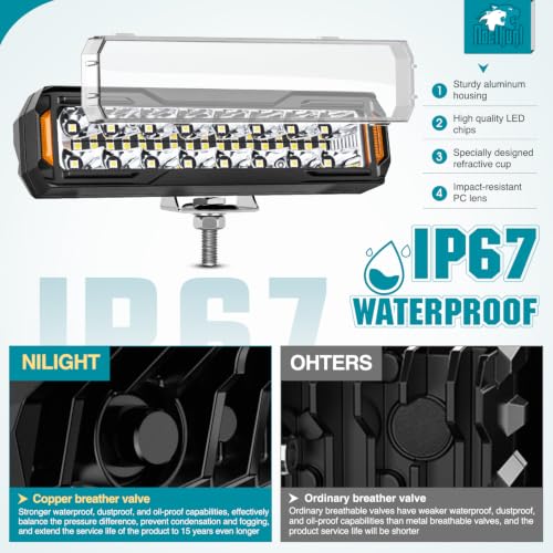 Nilight 6 Inch LED Light Bar 2PCS 50W Spot Flood Combo Lamps - color: 50W Led Pod 2Pcs White + Wire