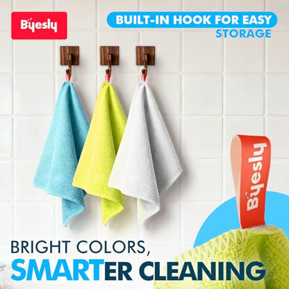 12-Pack Microfiber Cleaning Cloth, 11.5x11.5 Microfiber Towels for Cars, Dishes & House, for Detailers, Chefs & Efficient Home | Scratch-Free, Lint-Free, Ultra Absorbent(Yellow/White/Blue) - color: Yellow/White/Blue
