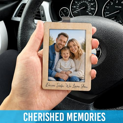 Hangwoous Car Visor Picture Frame, Drive Safe I Love You Visor Clip, Car Picture Holder, Drive Safe Car Visor Clip, Fathers Day Keepsake, Car Picture Frame, Cars Photo Holder - color: Drive Safe We Love You