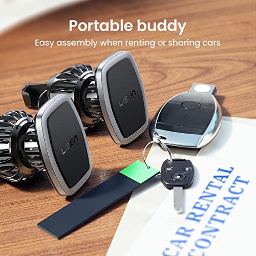 LISEN 2 Pack Magnetic Phone Holder for Your Car - 6 Military Magnets Vent Cell Phone Mount (Silver) - color: Sliver