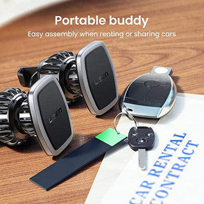 LISEN 2 Pack Magnetic Phone Holder for Your Car - 6 Military Magnets Vent Cell Phone Mount (Silver) - color: Sliver