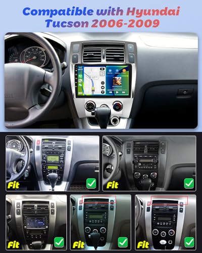 Hikity for Hyundai Tucson 2006 2007 2008 2009 Android Car Stereo Radio with Wireless Carplay Android Auto, 2+64G 10.1 Inch Touchscreen Radio WiFi GPS Navigation Bluetooth FM RDS EQ Mirror Link