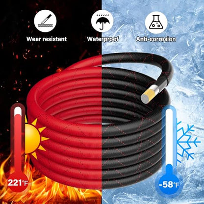 4 Gauge AWG Power Ground Wire Cable 25 Ft, True Spec Shielded Braided Welding Battery Cable Terminal for Automotive, Car Audio, Amp Wiring, Speaker Stereo, Solar, Marine, Generator-Red - size: 25FT, style: Red