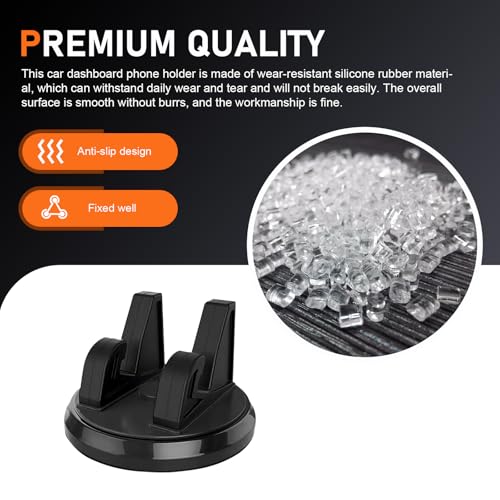 Car Dashboard Phone Holder, 360-degree Center Console Desktop Mount, Anti-slip Navigation Holder, Washable Reusable Base for Most Phone and GPS Device (Black) - color: Black