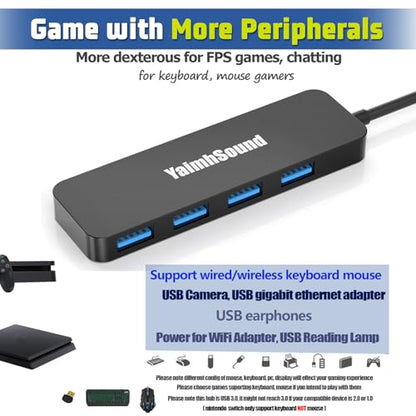USB Splitter for Laptop, YaimhSound 4 Port USB Hub 3.0, Multi USB Expander - size: Black USB to 4 USB